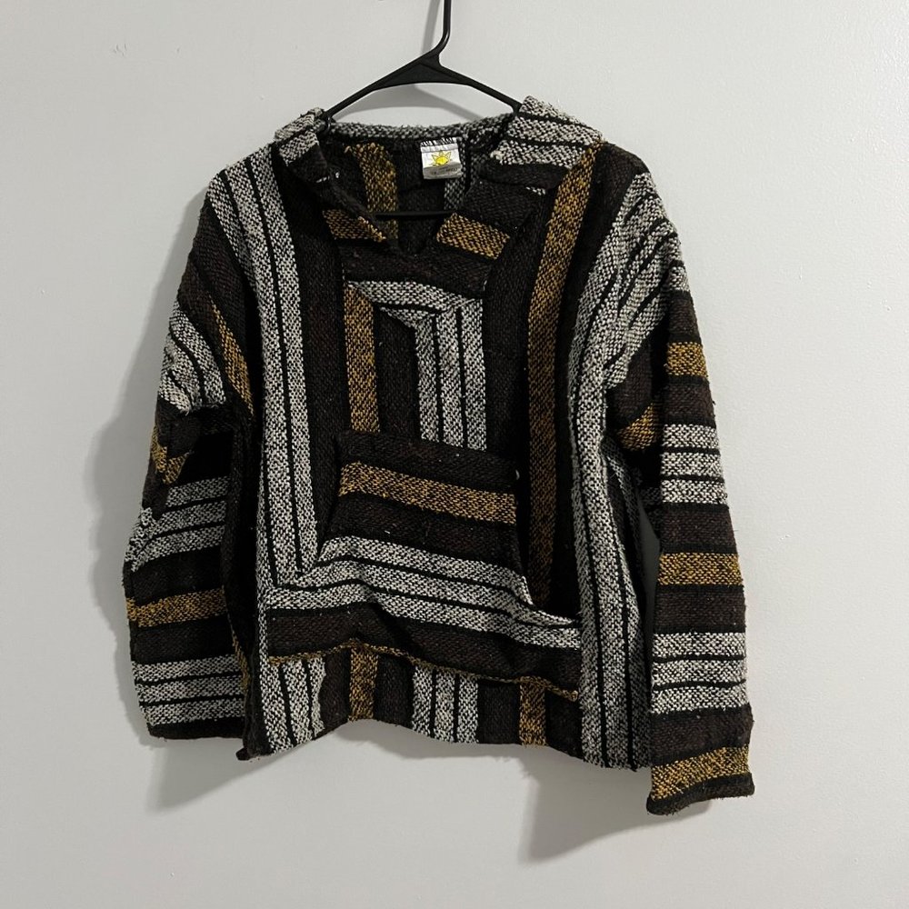 Sunspecs Brown Yellow Small Pull Over Hoodie Poncho